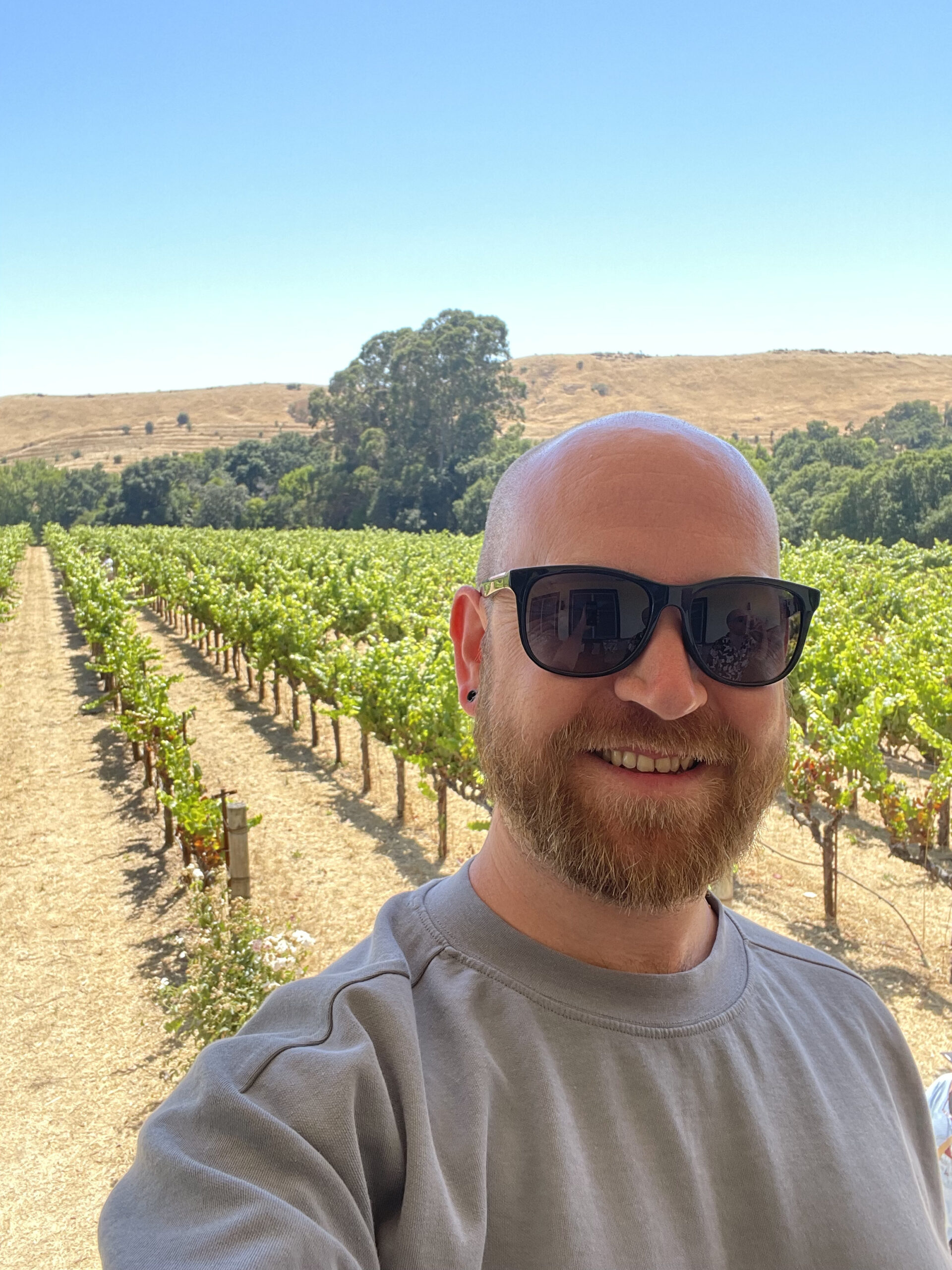 Kevin Weager selfie in a winery